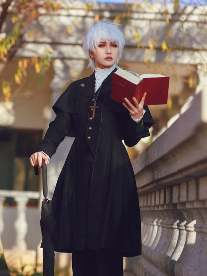 Coat Lolita Detachable Ouji Cape Aristocrat Design Vintage Fashion Black