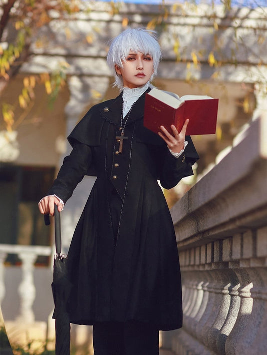 Coat Lolita Detachable Ouji Cape Aristocrat Design Vintage Fashion Black