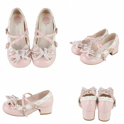 Decor - Lolita Elegant Pink Janes PU Mary Light Beads