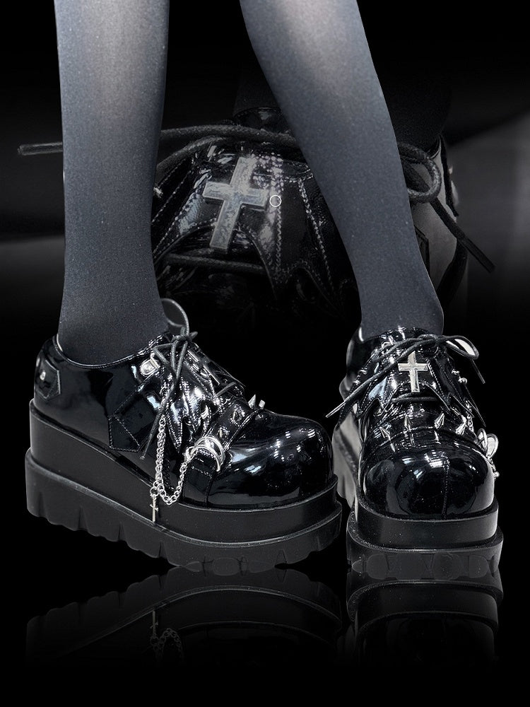 Platforms Detachable Polished Charm Black Cross Chain Punk -