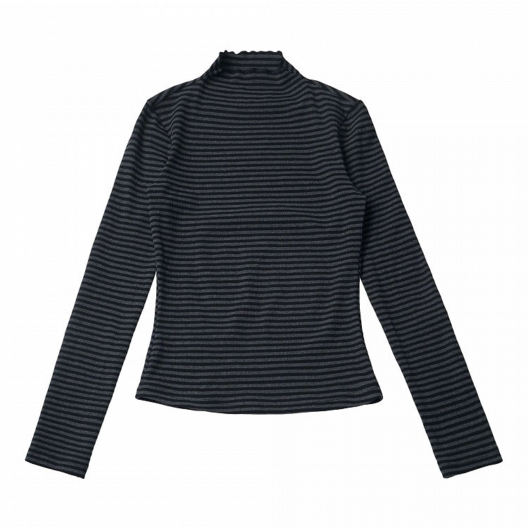 Striped Long Sleeve Base Layer Top in Dark Gray and Black - PINK SAVIOR