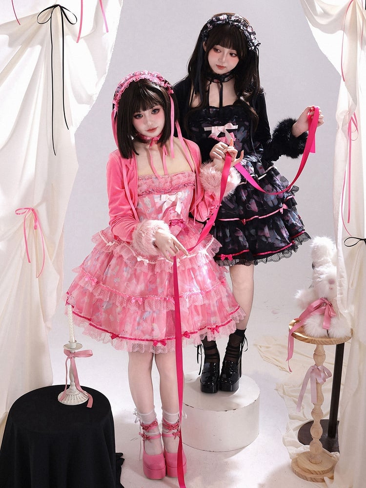 Rosa, flauschiges, langärmliges Crop-Top mit Bündchen