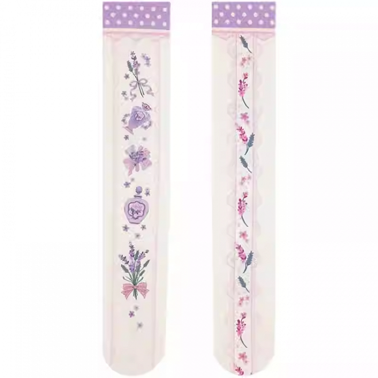 Süße Lolita-Overknee-Strümpfe mit Lavendel-Print