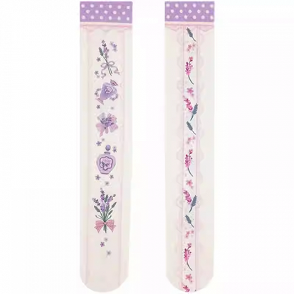 Lavender Printed Sweet Lolita Over Knee Stockings