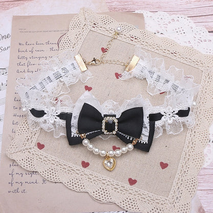 Pearl Color Options Jirai Lace Chain Kei Choker 4 Bowknot
