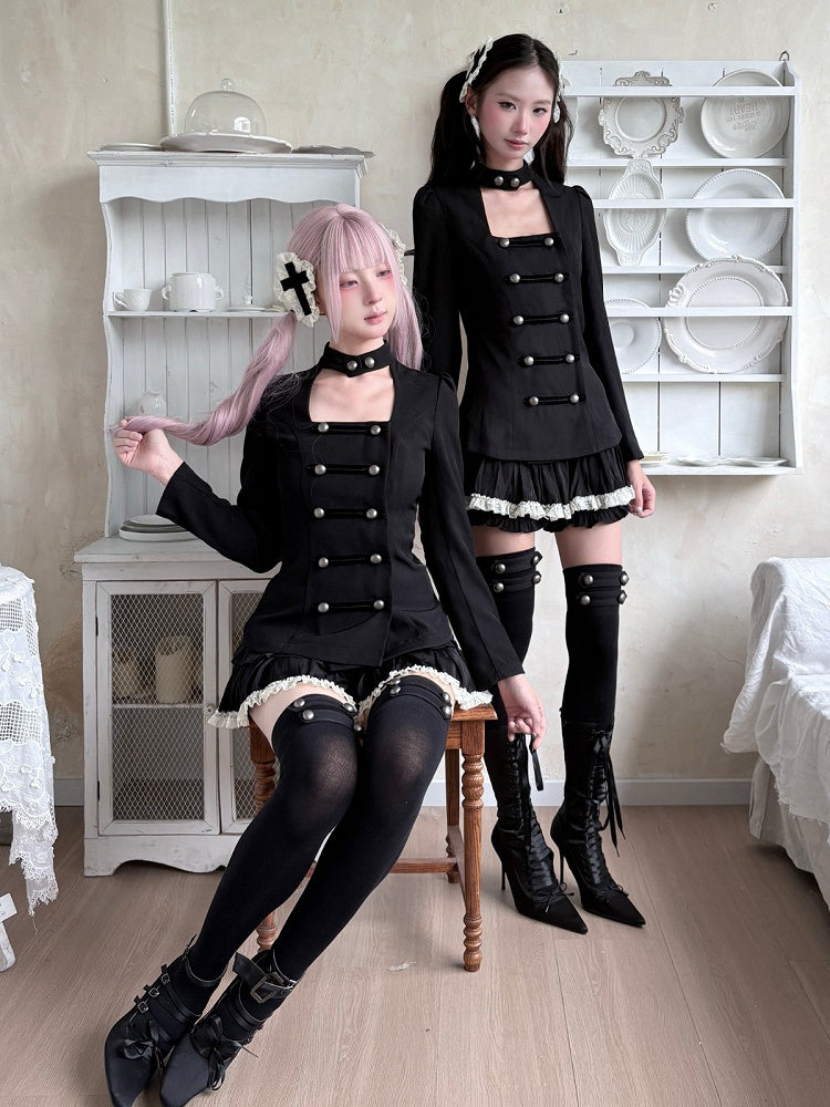 Gothic Cross & Lace Hairclip in Black and White Tones - Damn Girl