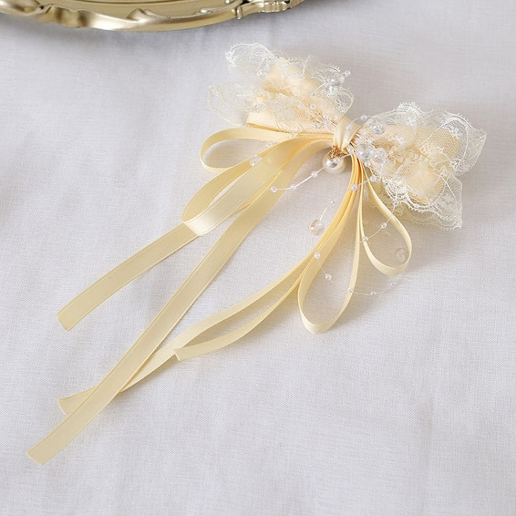 Creamy Lace Bead Lolita Dreamy Yellow Bowknot With Hairclips Charms