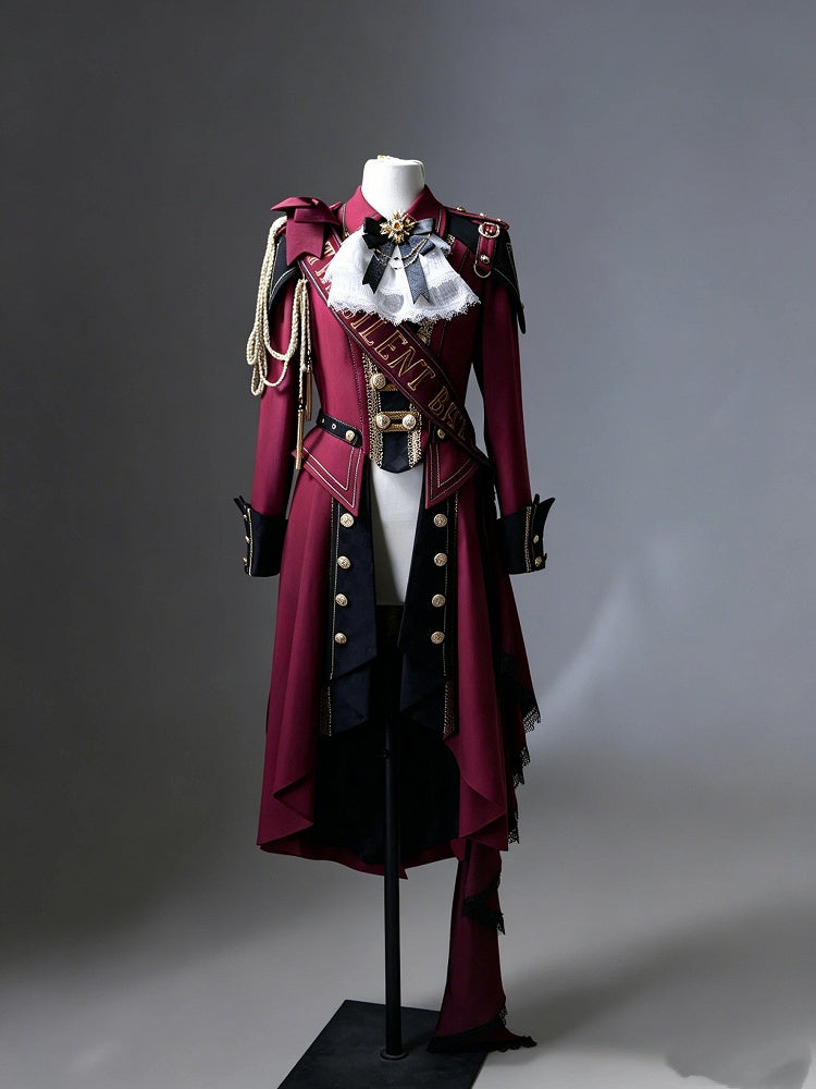 Black & Red Military Coat with Ribbon Set