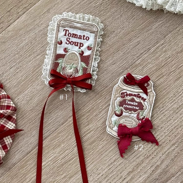 Embroidery Tinned Tomatoes Brooch