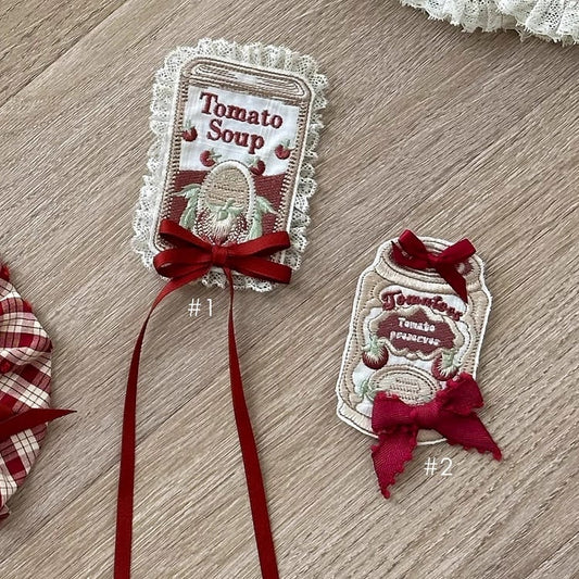 Embroidery Tinned Tomatoes Brooch