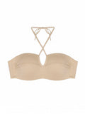 Fit Bustier Apricot Halter Neck Push-Up Sexy Design Strapless Back Anti-Slip with