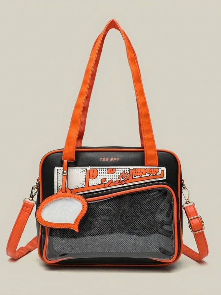 Kawaii Transparent Pocket Double Shoulder Bag in 4 Colors - CMERSIKENG