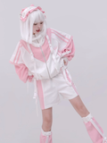 White Pink Techwear Shorts Colorblock and