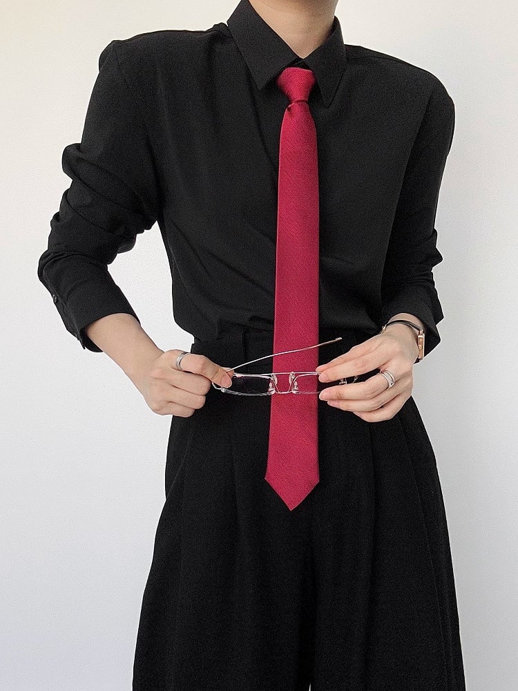 Ouji Lolita Red Arrow Point Necktie with Functional Zipper