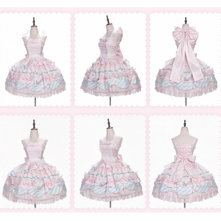 Pink & Blue Sweet Candy-themed Lolita JSK Dress - Meng Fu Zi