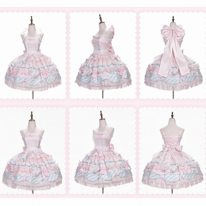 Pink & Blue Sweet Candy-themed Lolita JSK Dress - Meng Fu Zi