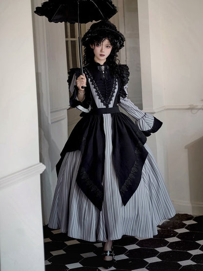 Black Gothic Lolita Detachable Shoulder Straps Apron