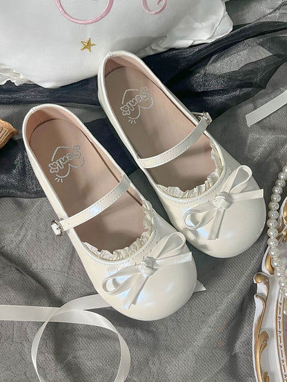 Toe Flat White Shoes Mary in Round Jane Sweet - Lolita