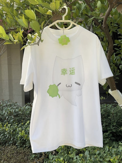 T-Shirt Cotton Cartoon Print with White