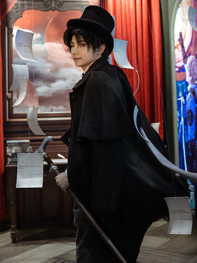 コート スチームパンク ブラック 取り外し可能なケープ