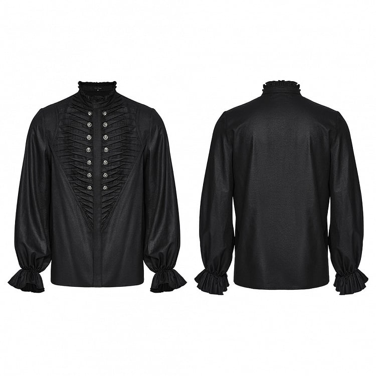 Shirt 3D Men's Black Goth Pleated
