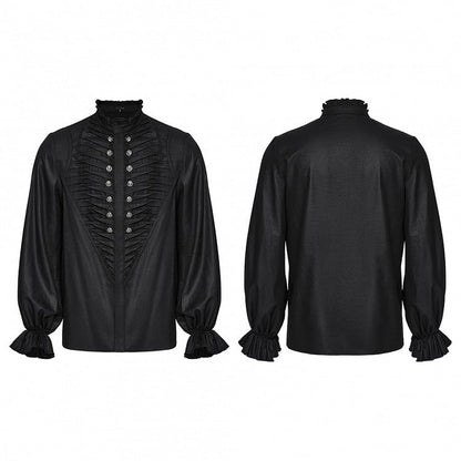 Shirt 3D Men's Black Goth Pleated
