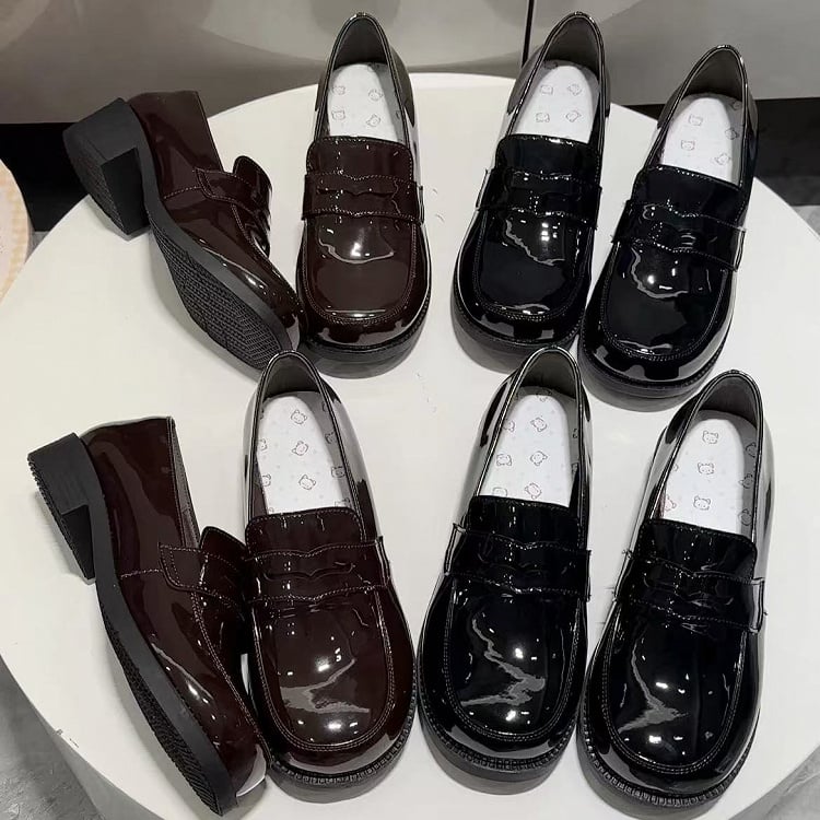 Design Brown 2.5cm Preppy Style Slip-on with Heel Loafers
