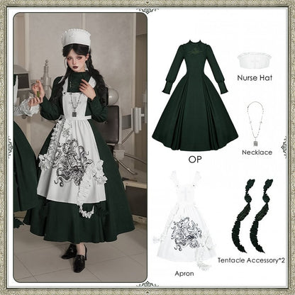 + Dark Cthulhu Green OP Vibes Set Tentacles Gothic Lolita -