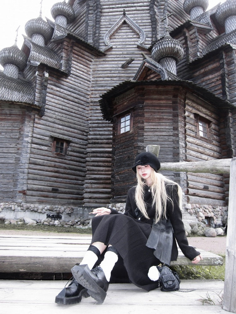 Elegant Thigh-High with and Slit Rose Black Length Ankle Skirt Accent