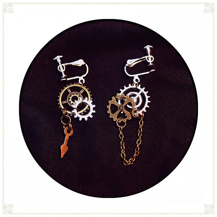 Gear Decorated Punk Chain Earrings