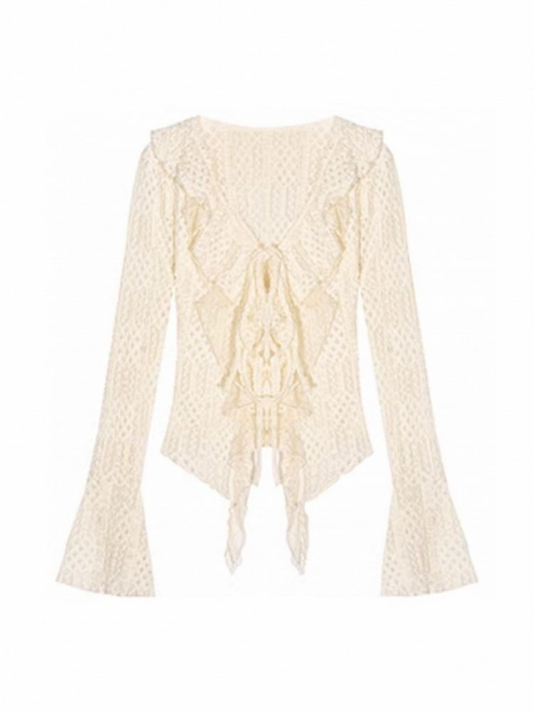 Lace V-Neck Ruffled Punk Beige Wasteland