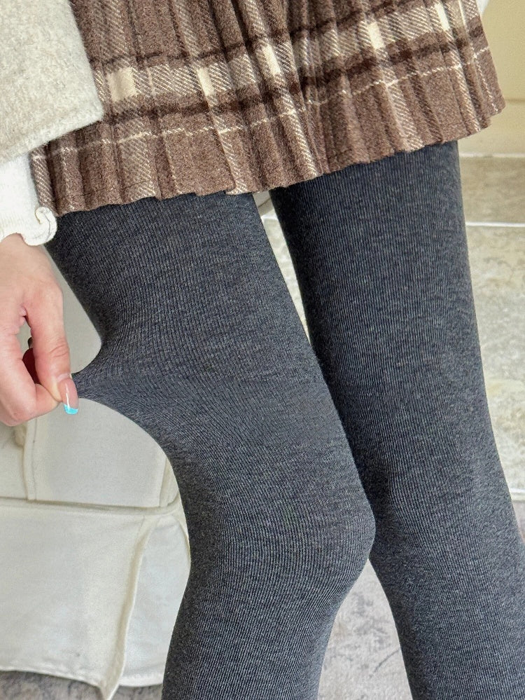 200g Fleece-Lined Vertical Rib Pantyhose