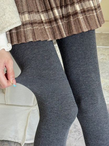 200g Fleece-Lined Vertical Rib Pantyhose