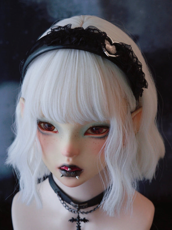 Lace Design Trim Black Heart With KC