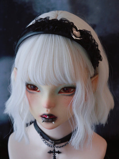 Lace Design Trim Black Heart With KC