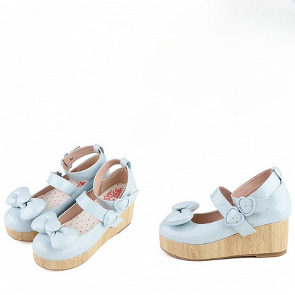 Herz Schuhe Süße Blaue Schnallen Top bei - Bow Lolita Plattform Baby
