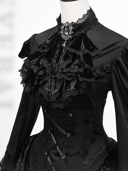 Black Blue Jabot Gothic Klein Tie /