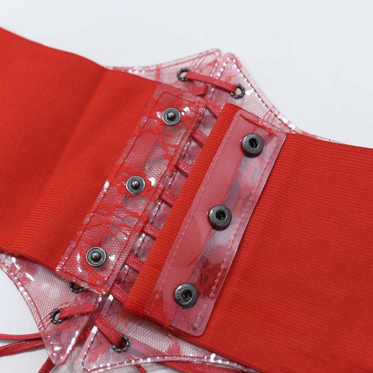 Gothic Red Lace-up Detail Corset Belt