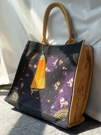 Black Floral Print Lolita Square Bag - Neoludwig