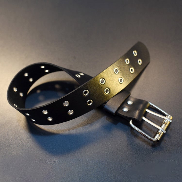 ブラックサイバーパンクゴシックダブルバックルPUガーター