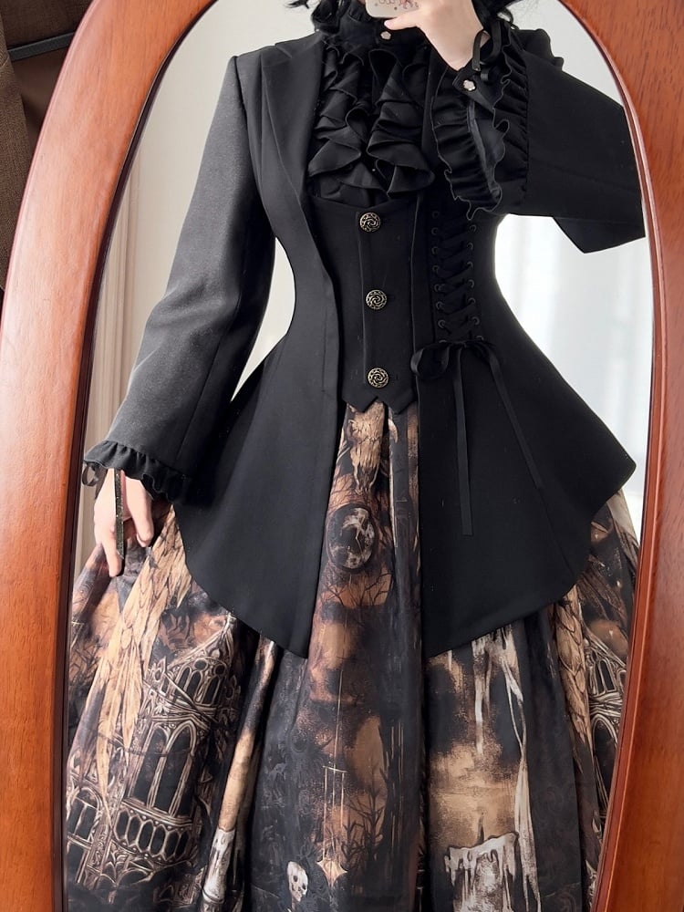 Black Pemberley Estate Lace-Up Vintage Jacket