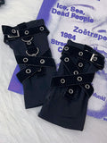 Gloves Decorated Buckle Black Y2K