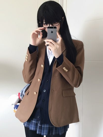 ブラウン制服JKブレザーカラー