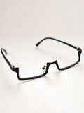 Black Cyberpunk Square Half-Frame Glasses - Mr. Cat