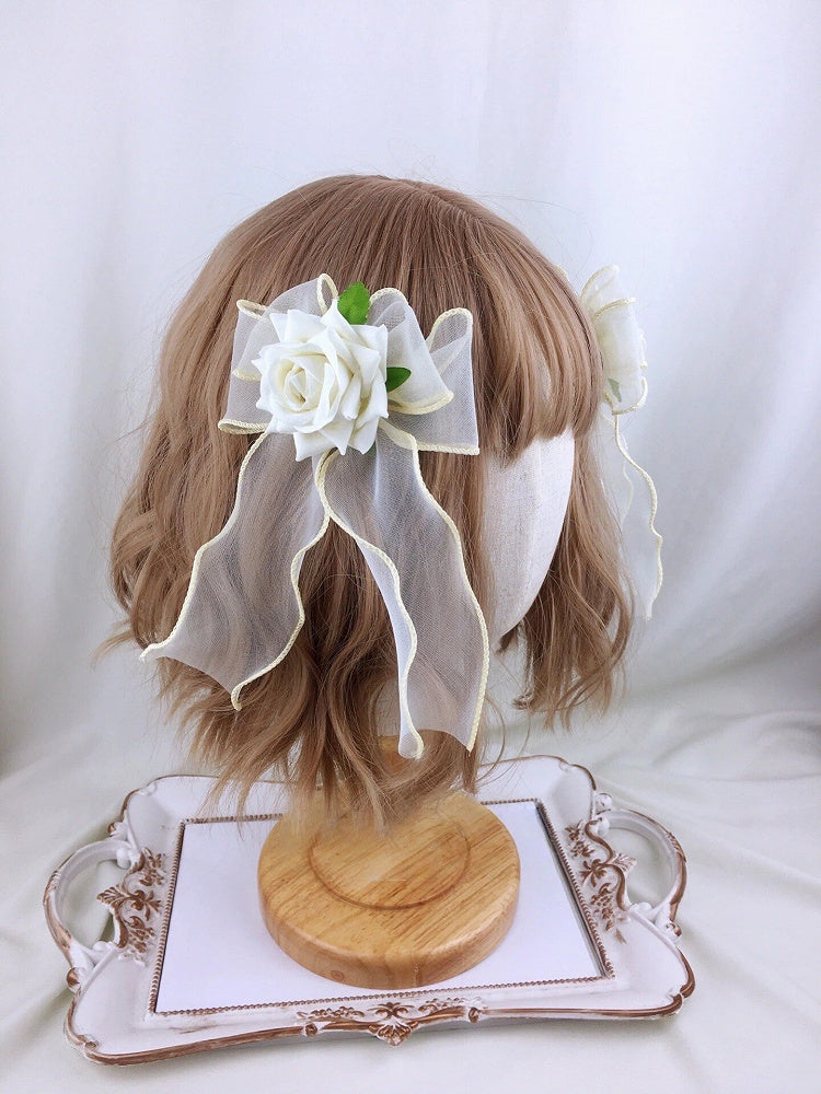 Hair (Set of Rose Bow Clips 2 Sheer