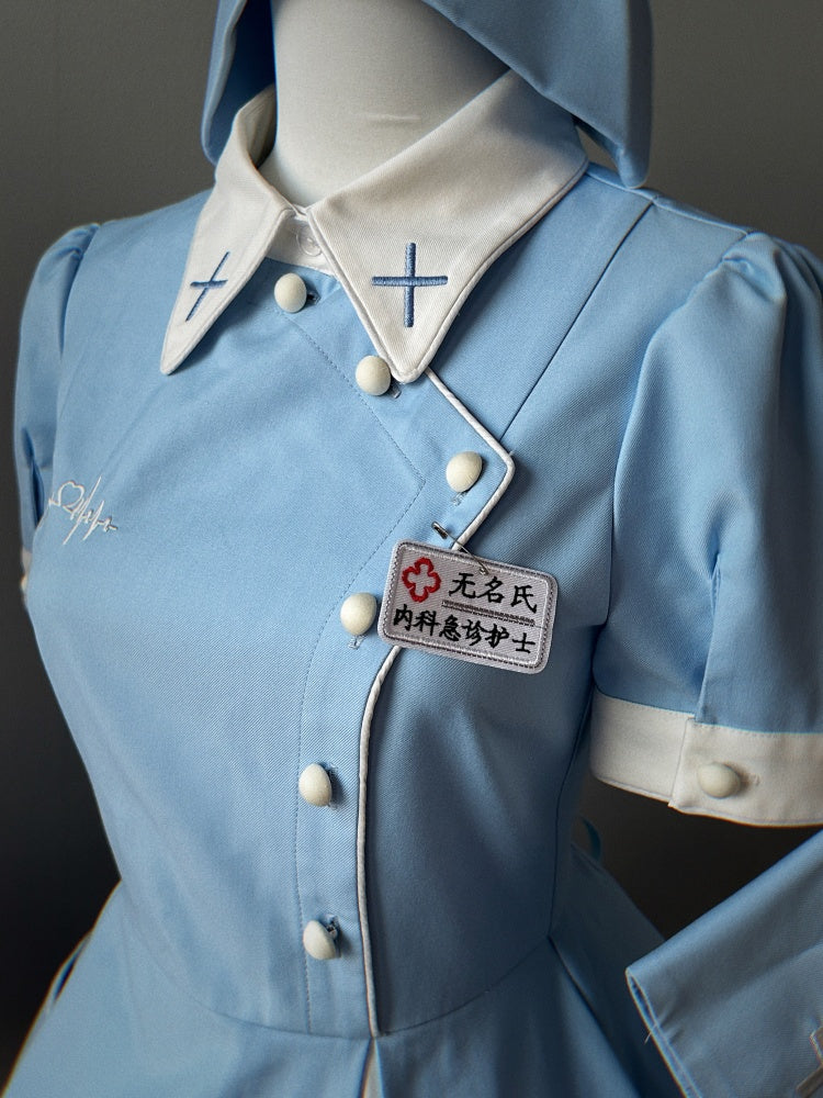 Blaues Halloweenkostüm Krankenschwester Lolita Kleid Komplettset