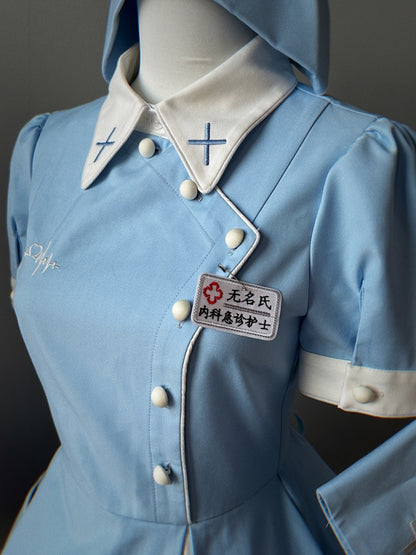 Blaues Halloweenkostüm Krankenschwester Lolita Kleid Komplettset