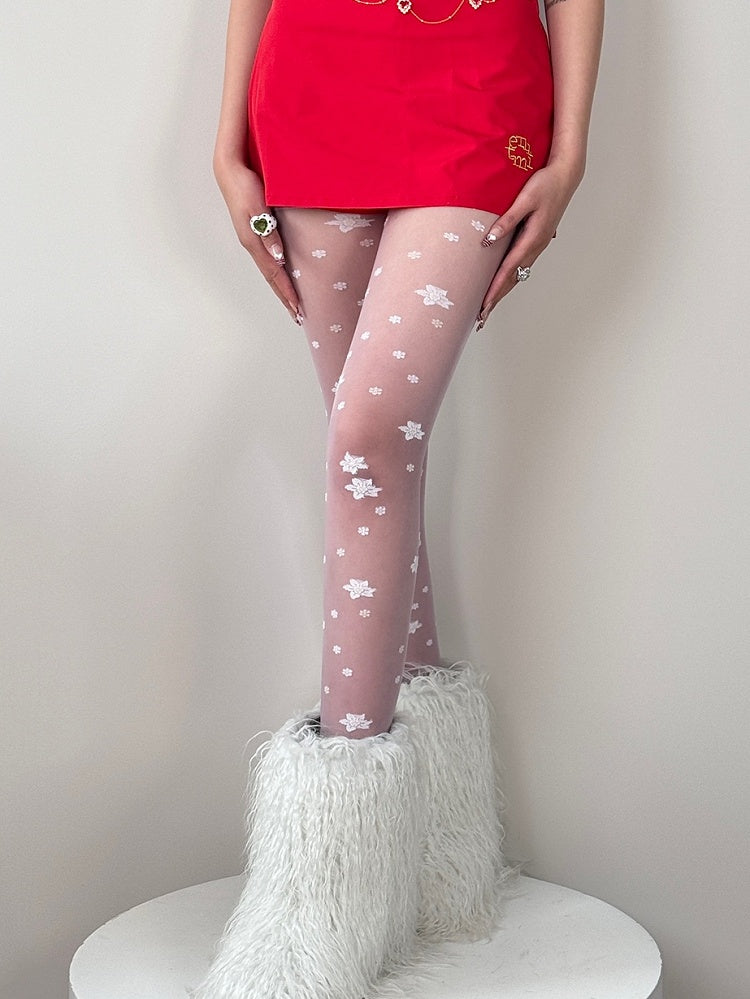 Tights Black/Pink/Purple Pattern Floral