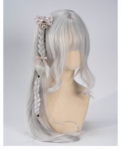 5色のビーズハートチャーム ジライケイ レースリボンヘアクリップ