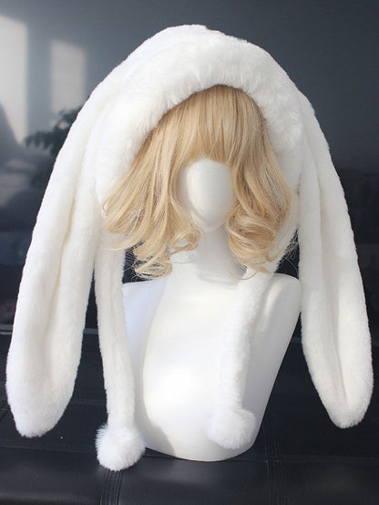 White Oversized Bunny Ear Plush Hat